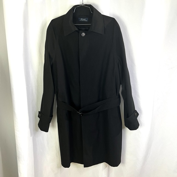 RALPH LAUREN BLACK TRENCH COAT SINGLE BREAST HIDDEN BUTTON BELTED COAT MEN 40R - Picture 3 of 10